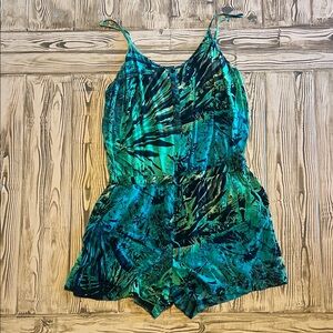 Green tropical romper